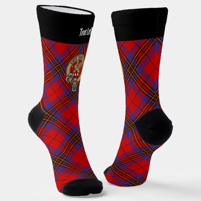 Chaussette Clan Leslie Crest sur Red Tartan (Angulaire)