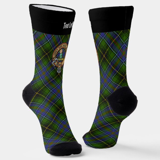 Chaussette Clan MacInnes Crest sur Tartan (Angulaire)