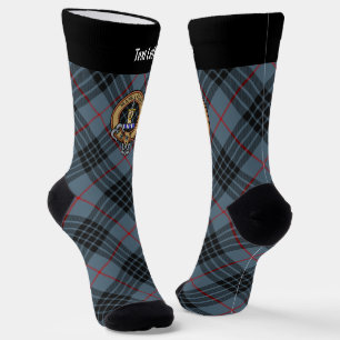 Chaussette Clan MacKay Crest sur Blue Tartan