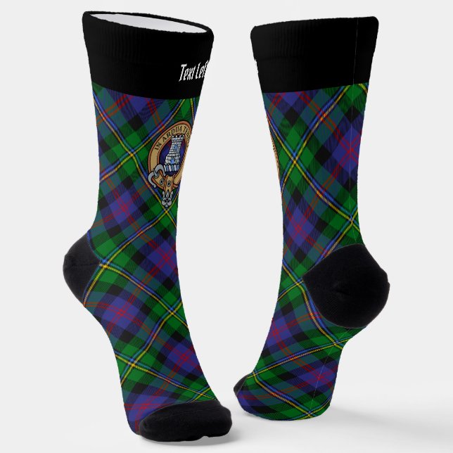 Chaussette Clan Malcolm Crest over Tartan (Angulaire)