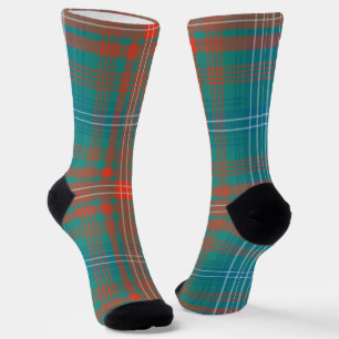 Chaussette Clan Plaid Wilson Orange Blue Check Tartan
