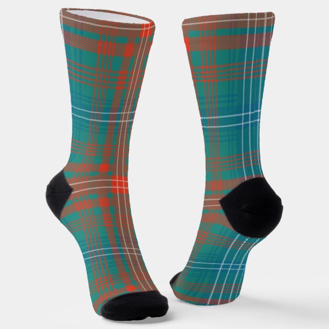 Chaussette Clan Plaid Wilson Orange Blue Check Tartan (Angulaire)