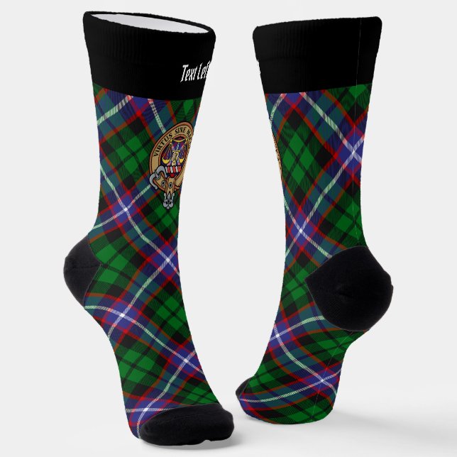 Chaussette Clan Russell Crest over Tartan (Angulaire)