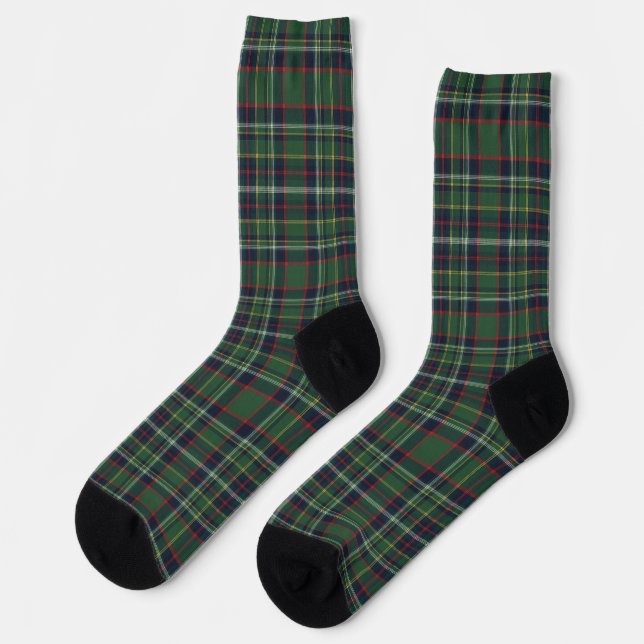 Chaussette Classic Green and Red Tartan Plaid Pattern (Gauche)