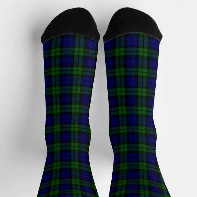 Chaussette Classic Green & Navy Blackwatch Tartan Plaid (Haut)
