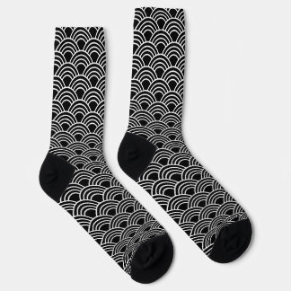 Chaussette Classic Japanese Seigaiha Wave Pattern Monochrome