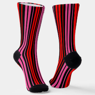 Chaussette Classique design à rayures verticales rouges et ro
