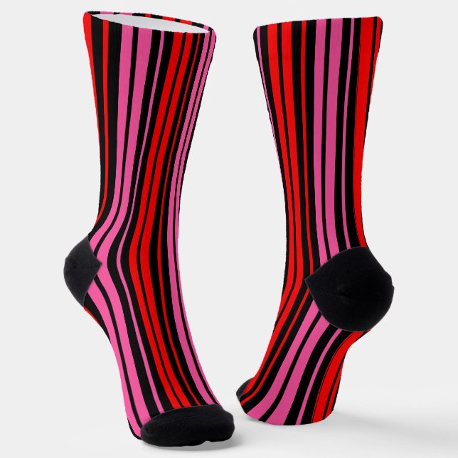 Chaussette Classique design à rayures verticales rouges et ro (Angulaire)