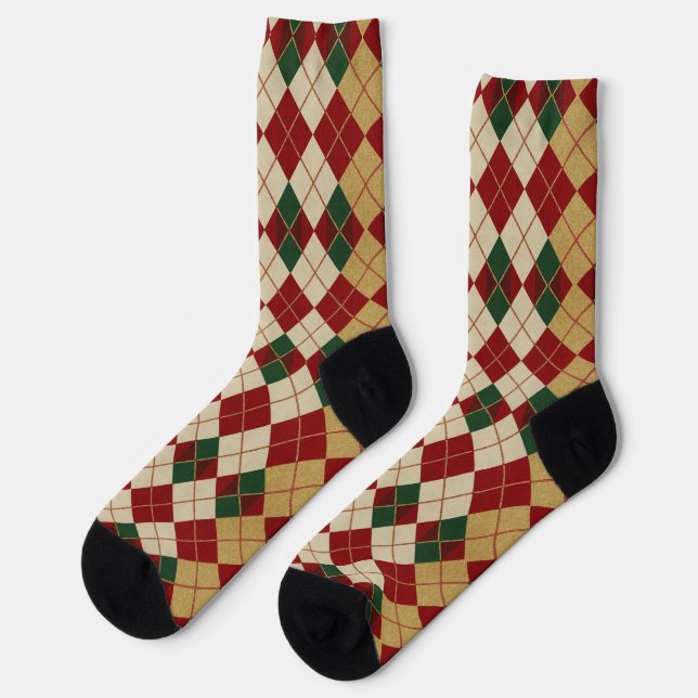 Chaussette Classique, motif argyle Noël/hiver (Gauche)