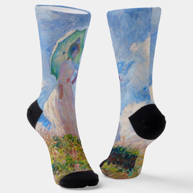 Chaussette Claude Monet - Femme avec Parasol face à gauche (Angulaire)