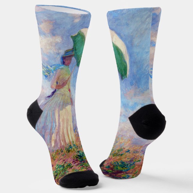 Chaussette Claude Monet - Femme avec un parasol face à droite (Angulaire)