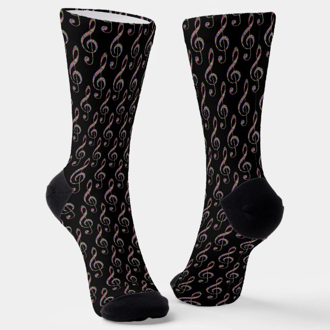 Chaussette Clé de musique en arc-en-ciel  (Angulaire)