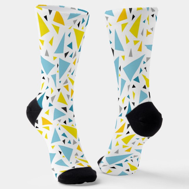 Chaussette Cliquez sur le design favori Jaune et triangle ble (Angulaire)