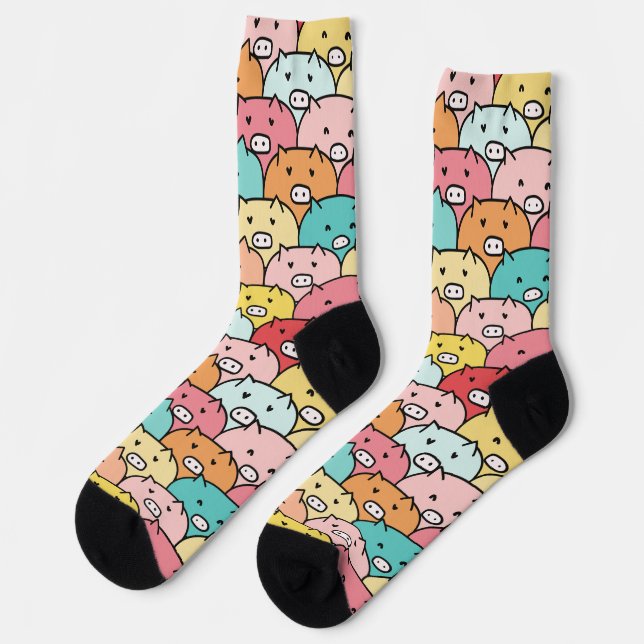 Chaussette Cochons mignons motif sans joint pour amoureux des (Gauche)