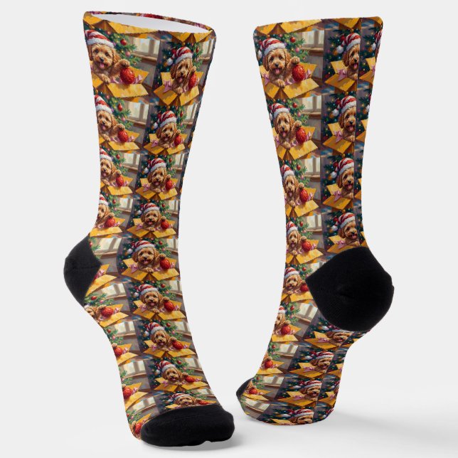 Chaussette Cockapoo Chien Cadeau de Noël Boîte Surprise (Angulaire)