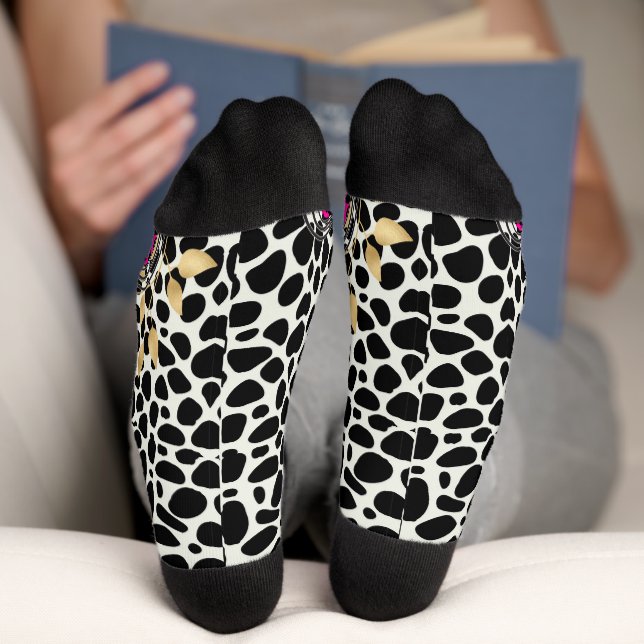 Chaussette cœur, avec léopard (Fond)