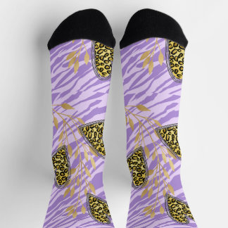 Chaussette cœur, avec léopard