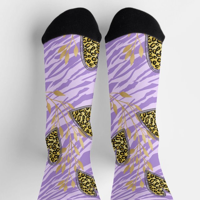 Chaussette cœur, avec léopard (Haut)
