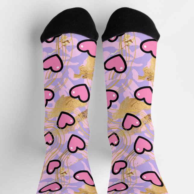 Chaussette cœur, avec léopard (Haut)