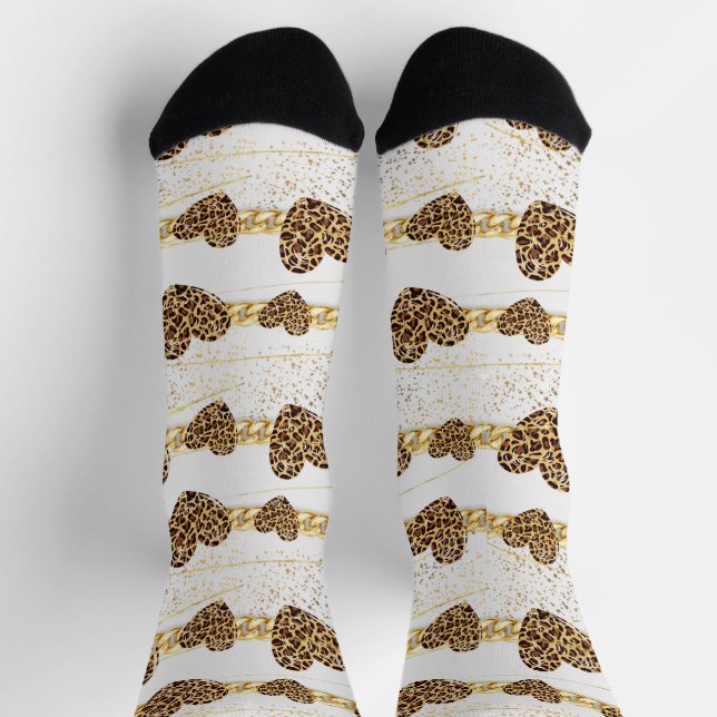 Chaussette cœur, avec léopard (Haut)