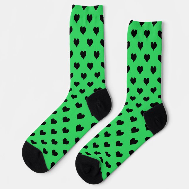 Chaussette Coeur d'amour noir sur Arrière - plan vert (Gauche)