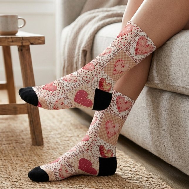 Chaussette Cœur Patchwork de la Saint-Valentin (Créateur téléchargé)