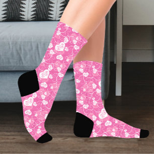 Chaussette Coeur rose floral