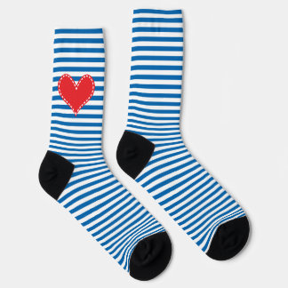 Chaussette Coeur rouge Bleu et Blancs