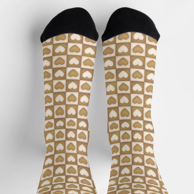 Chaussette Cœurs à carreaux en crème blonde (Haut)