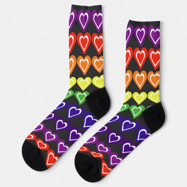 Chaussette Cœurs arc-en-ciel (Gauche)