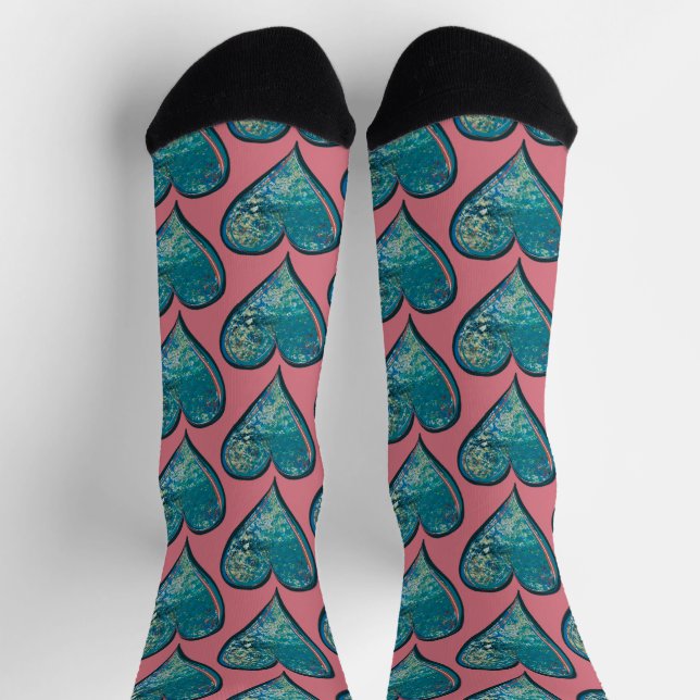 Chaussette Coeurs Artwork coeur bleu et rose (Haut)