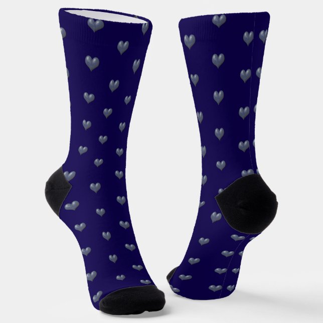 Chaussette Coeurs bleus sur bleu (Angulaire)