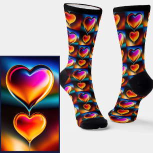 Chaussette Coeurs colorés Abstraits sur Noir