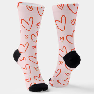 Chaussette Coeurs d'amour en rose et rouge