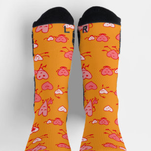Chaussette Coeurs dansants de corail orange