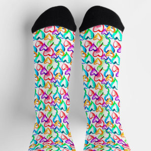 Chaussette Coeurs d'aquarelle colorée mignonnes tongs motifs