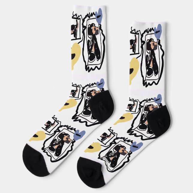 Chaussette cœurs de dachshund (Gauche)