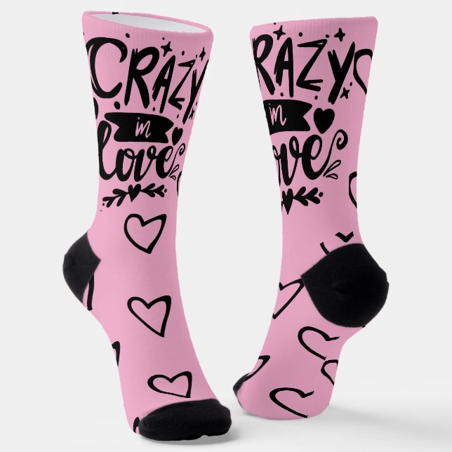 Chaussette Cœurs de la Saint-Valentin Rose Noir Citation (Angulaire)