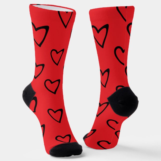 Chaussette Cœurs de la Saint-Valentin Rouge Noir (Angulaire)
