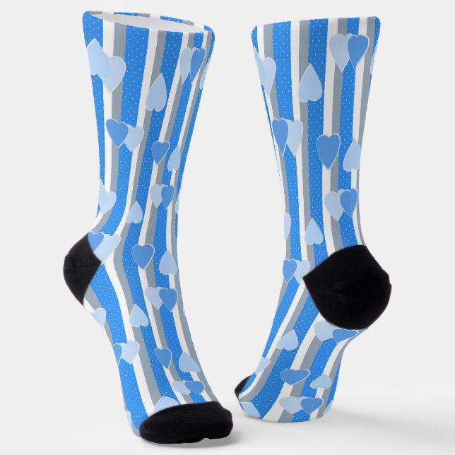Chaussette Cœurs de la Saint-Valentin sur fond rayé (Angulaire)