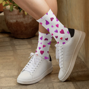 Chaussette Coeurs de la Saint Valentin - violet et viva magen