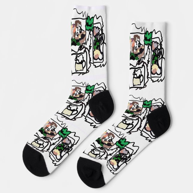 Chaussette cœurs de terrier écossais et vert  (Gauche)