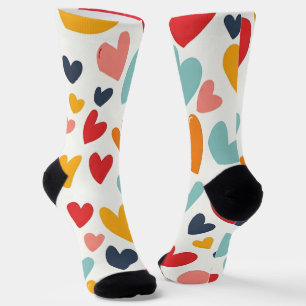 Chaussette Cœurs Doodle Romantiques Couleurs Mignonnes