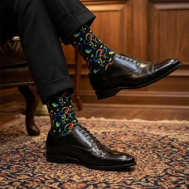 Chaussette Cœurs entrelacés de fierté arc-en-ciel (Créateur téléchargé)