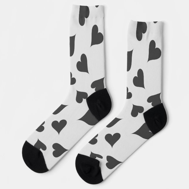 Chaussette Coeurs gris motif sur chaussettes (Gauche)