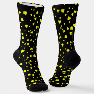 Chaussette Coeurs jaunes sur Noir