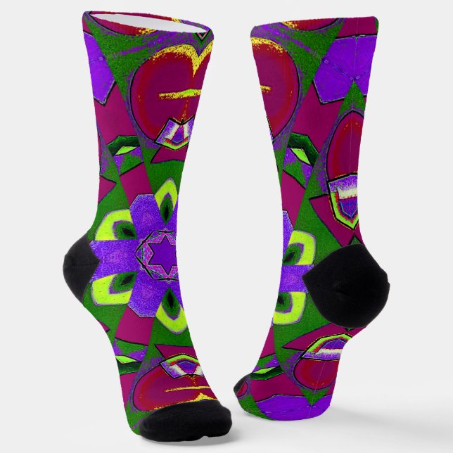 Chaussette Cœurs kaléidoscope - Hearts painting kaleidoscope  (Angulaire)