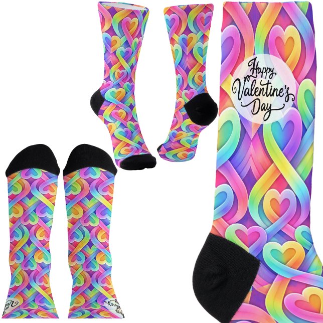 Chaussette Cœurs modernes colorés motif Saint-Valentin (Créateur téléchargé)