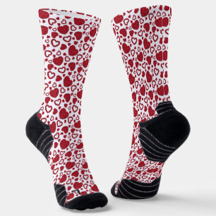 Chaussette Cœurs Roses Rouges Motif Minimaliste Saint-Valenti