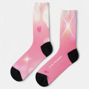 Chaussette Cœurs scintillants roses texte blanc